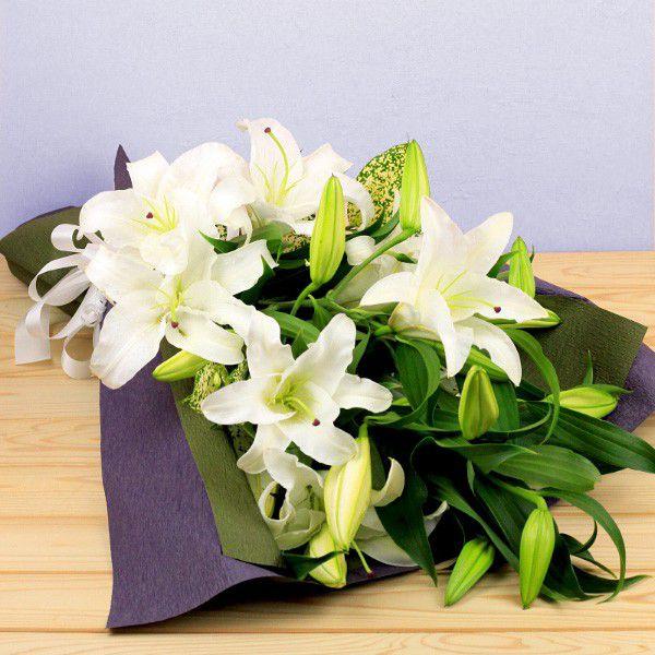 時間指定不可 お盆 初盆 新盆 お彼岸 法事 ご葬儀 墓参り お供え 花 カサブランカの花束 送料無料 Atempletonphoto Com