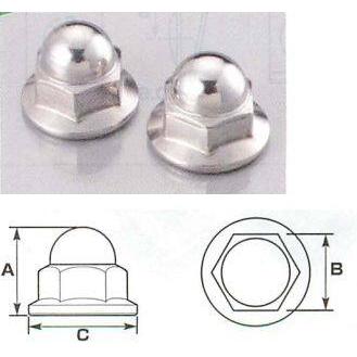 K-CON キタココンビニパーツ フランジ付袋ナット M6用/サイズ：(全長/A)10.5mm×(二面幅/B)10mm×(フランジ径/C)13mm×(ナット部高さ/D)4.5mm×ピッチ：1.0 | KーCON