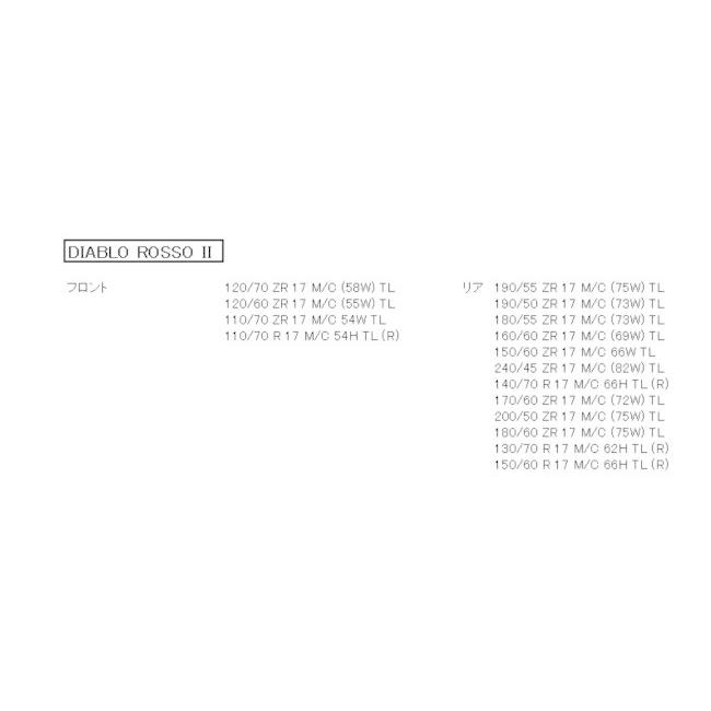 PIRELLI PIRELLI:ピレリ DIABLO ROSSO II【180/55 ZR17 M/C (73W) TL】ディアブロ ロッソ II タイヤ 年式 TRAVEL PIRELLI II M/C 73W TL 　SHIVER CAPONORD PACK 　RS 　TUONO