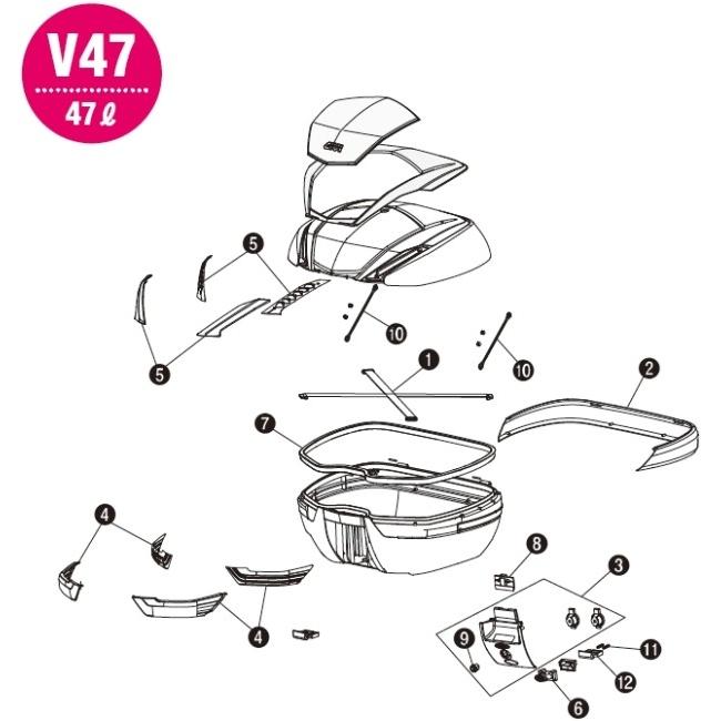 GIVI ジビ 【補修部品】リヤベンド [Z4701A900R] V47 その他パニア