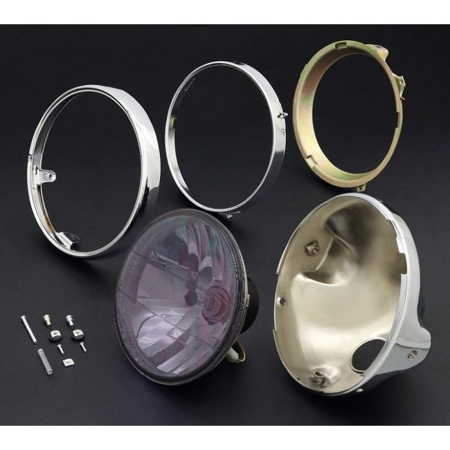 ブランド登録なし - BRIGHTEC ブライテック ラウンド手あい 汎用8粍用水晶体 メッキ容れもの＆リム付 前照灯 ともし火類 電装系 ライト、レンズ-車、バイク、自転車