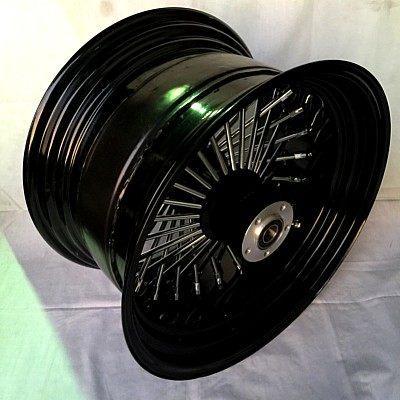 部品屋K&W キングスポーク ホイール ブラック/クローム18×10.5J HARLEY