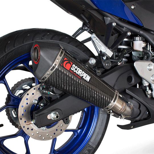 SCORPION スコーピオン セルケトテーパー スリップオンマフラー YZF-R25 YZF-R3 YAMAHA ヤマハ マフラーの画像