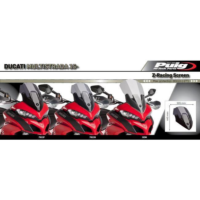 Puig プーチ レーシングスクリーン カラー：カーボン Multistrada 950 1200 Enduro 1200S 1260 1260S MultistradaV2 DUCATI ドゥカティ スクリーン 外装の画像