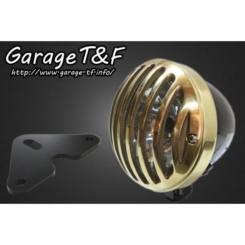 Garage T＆F - Garage T\u0026F 車宿り 4.5インチバードゲージヘッドライト＆ライトステー(手あいF)一揃いの道具 前照灯：黒いこと仕上 グラストラッカー ビッグ男の子 ヘッドライトASSY-ライト、レンズ-車、バイク、自転車