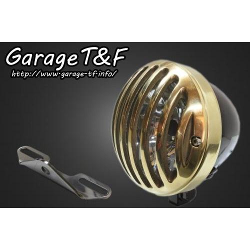 Garage T＆F - Garage T\u0026F 車宿り 4.5インチバードゲージヘッドライト＆ライトステー(手あいB)一揃いの道具 前照灯：黒いこと仕上 イントルーダークラシック400 ともし火類 バイク-ヘッドライトASSY