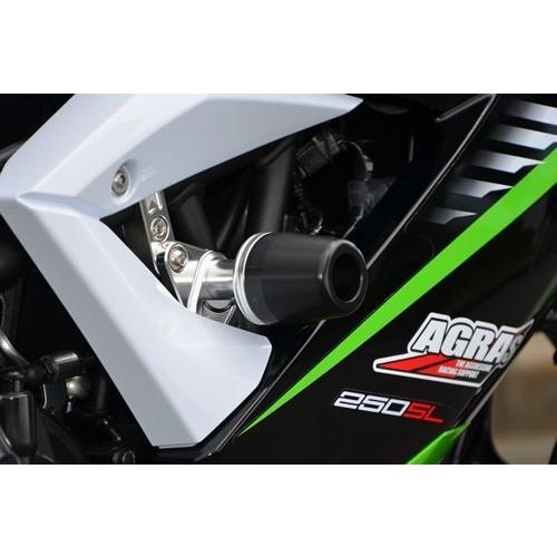 AGRAS アグラス レーシングスライダー ロゴ：有り / ジュラコンカラー：ホワイト ニンジャ250SL KAWASAKI カワサキ エンジンスライダー・フレームスライダー_1