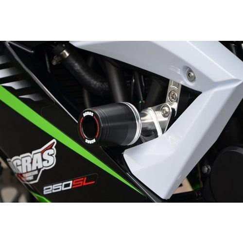 AGRAS アグラス レーシングスライダー ロゴ：有り / ジュラコンカラー：ホワイト ニンジャ250SL KAWASAKI カワサキ エンジンスライダー・フレームスライダー_2