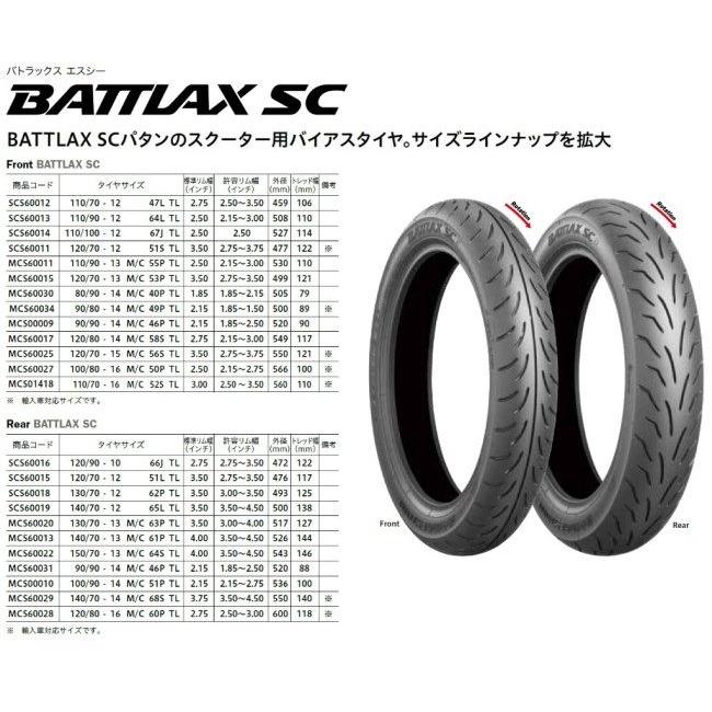 BRIDGESTONE ブリヂストン BATTLAX SC【140/70-12 65L TL】バ
