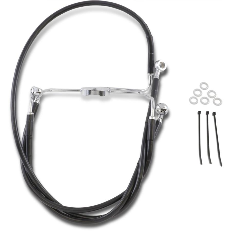 Drag Specialties ドラッグスペシャリティーズ Extended Length Black Vinyl フロントブレーキホースキット［1741-2525］ ブレーキホース・クラッチホース | Drag Specialties