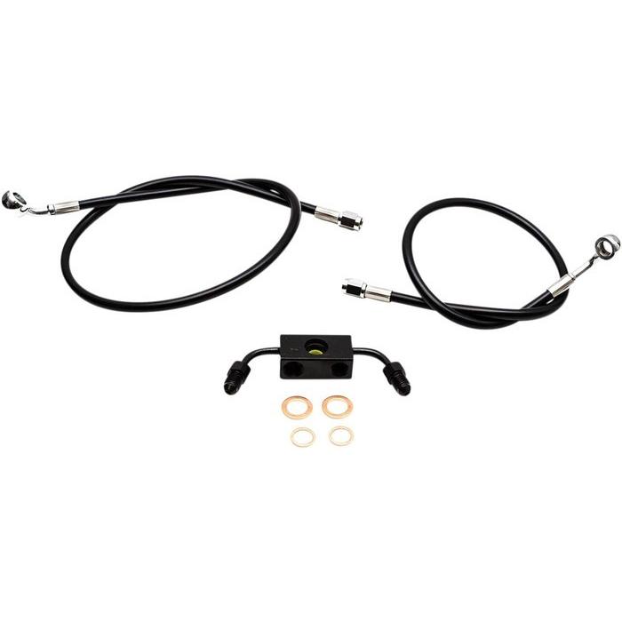 LA CHOPPERS エルエーチョッパーズ ブレーキラインキット ブラック ミニ FXD ABS用【BRKLINES BK MINI ABS [1741-4635]】 ブレーキワイヤー・ブレーキケーブル
