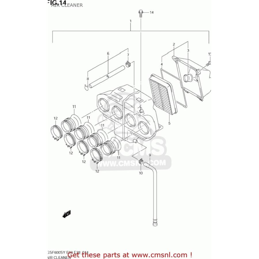 ブランド登録なし - CMS シーエムエス CLEANER ASSY，AIR GSF600S BANDIT 2000 (Y) USA (E03) 2001 (K1) 2002 (K2) 2003 (K3) SUZUKI スズキ 吸いいれるかかわり合い 発動機 エアクリーナーエレメント-キャブレター、吸気系