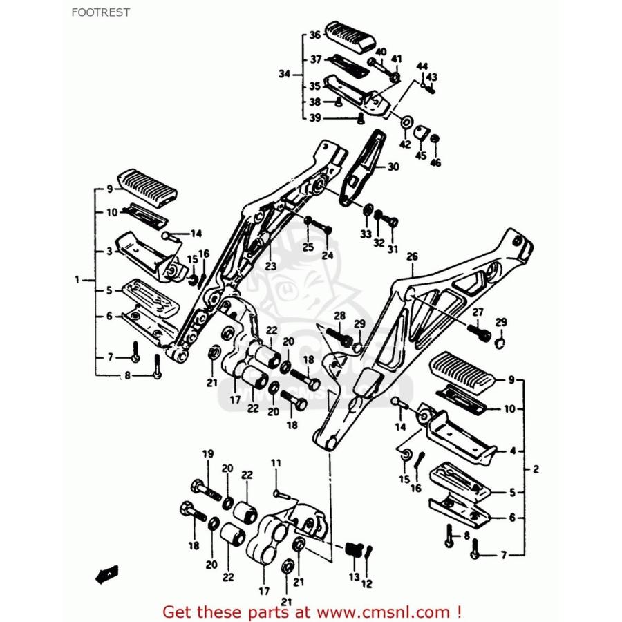 CMS シーエムエス FOOTREST ASSY，FR，R GS1150 1984 (E) USA (E03) 1985 (F) 1986 (G) GS1150EF GS1150EF2 GS1150EG GS1150ES3 GS1150ESE GS1150ESF GS1150ESG