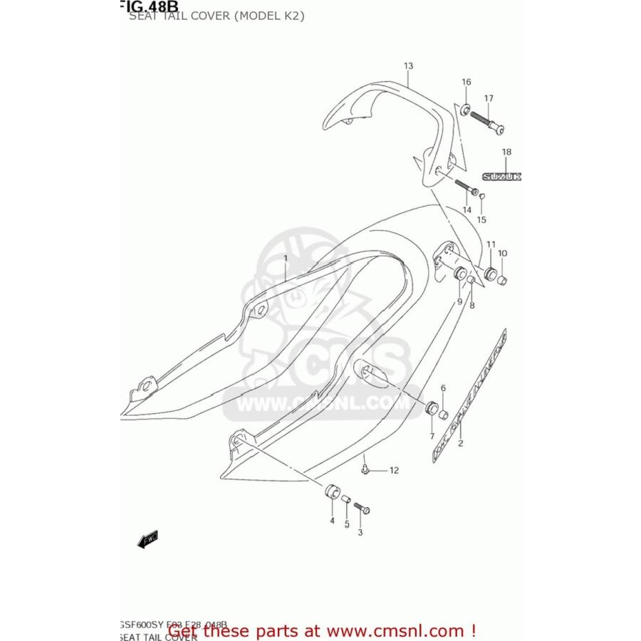 ブランド登録なし - CMS シーエムエス HANDLE，PILLION RIDER(SILVER) GSF600S BANDIT 2000 (Y) USA (E03) 2001 (K1) 2002 (K2) 2003 (K3) SUZUKI スズキ 飾りつけ 外装パーツ-グラブバー、タンデムグリップ-バイク