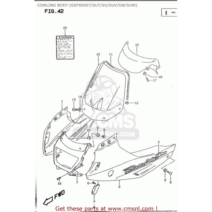 CMS シーエムエス COWLING ASSY，SIDE，L SUZUKI スズキ アッパーカウル・フロントカウル カウル関連 外装