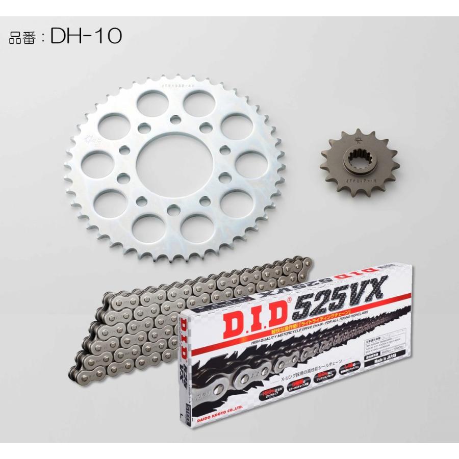 D.I.D ディーアイディー　チェーン&スプロケットキット　DH-10 D.I.D DID ダイドー チェーン＆スプロケット3点交換キット カラー