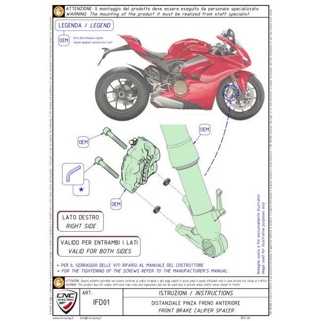 CNC Racing シーエヌシーレーシング フロントキャリパーオフセットカラー カラー：ブラック APRILIA アプリリア DUCATI ドゥカティ キャリパーオフセットカラー | CNC RACING | 03