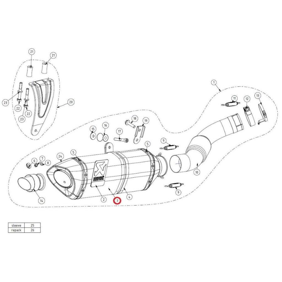 AKRAPOVIC アクラポビッチ 【リペアパーツ】M-HR04805C muffler RSV4 APRILIA アプリリア 補修・汎用サイレンサー マフラー