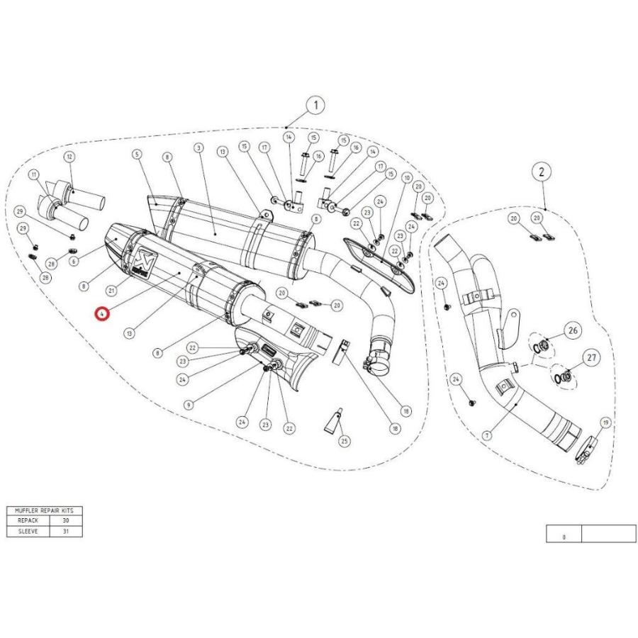 AKRAPOVIC アクラポビッチ 【リペアパーツ】M-HZ03205C/1 muffler ca YZF-R1 YAMAHA ヤマハ 補修・汎用サイレンサー マフラー