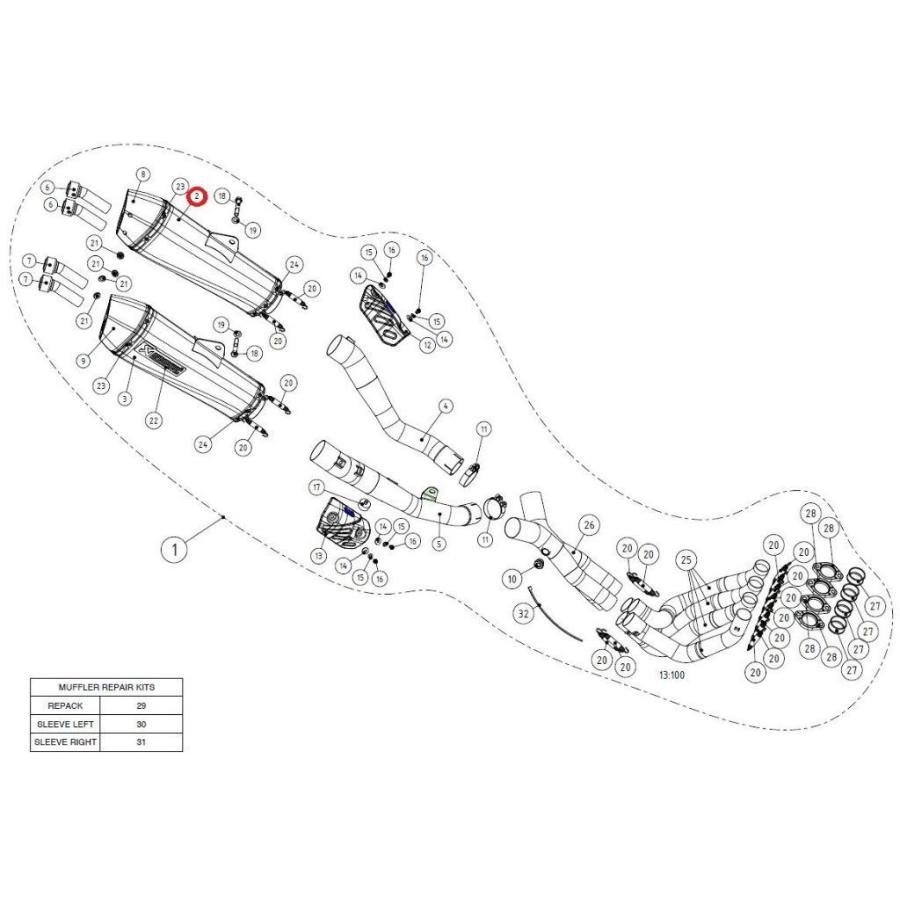 AKRAPOVIC アクラポビッチ 【リペアパーツ】M-HZAA00302TL muffler