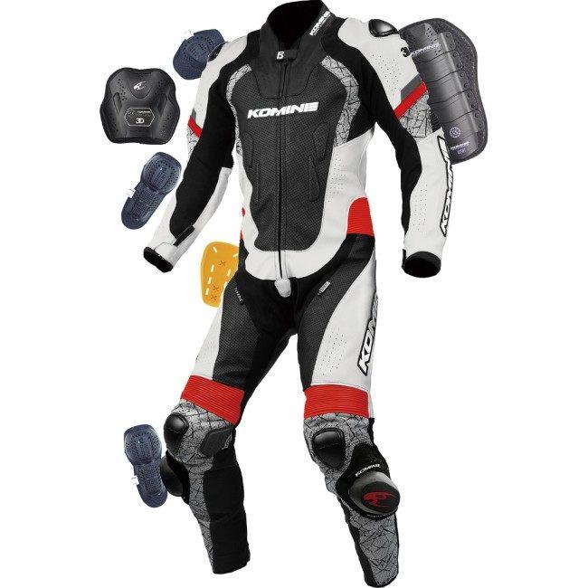 TAICHI レザー バイクツナギ LW 52 RS Taichi 革ツナギ 52 グローブ、胸部・脊椎プロテクター付