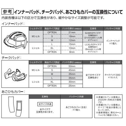 OGK KABUTO オージーケーカブト 【補修・オプションパーツ】YS17 チークパッドセット サイズ：オプション(25mm) RYUKI リュウキ ヘルメット内装チークパッド