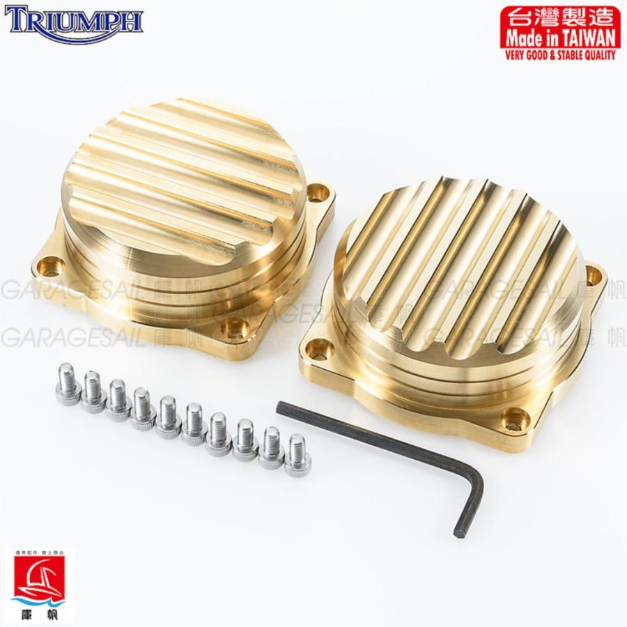 GarageSaiL ガレージセイル Air-cooled Triumph dedicated FI Top coverFins type (Brass square top) THRUXTON900 SCRAMBLER T100 BONNEVILLE SE Thruxton