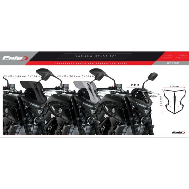Puig プーチ ニュージェネレーションNKスクリーン(SPORT) カラー：ダークスモーク MT-03 MT-25 YAMAHA ヤマハ スクリーン 外装