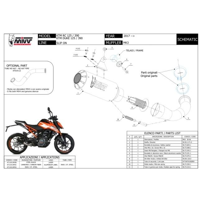 MIVV ミヴ MK3 スリップオンマフラー DUKE 125 390 RC KTM MIVV ミヴ MK3 スリップオンマフラー DUKE 125 390 RC KTM