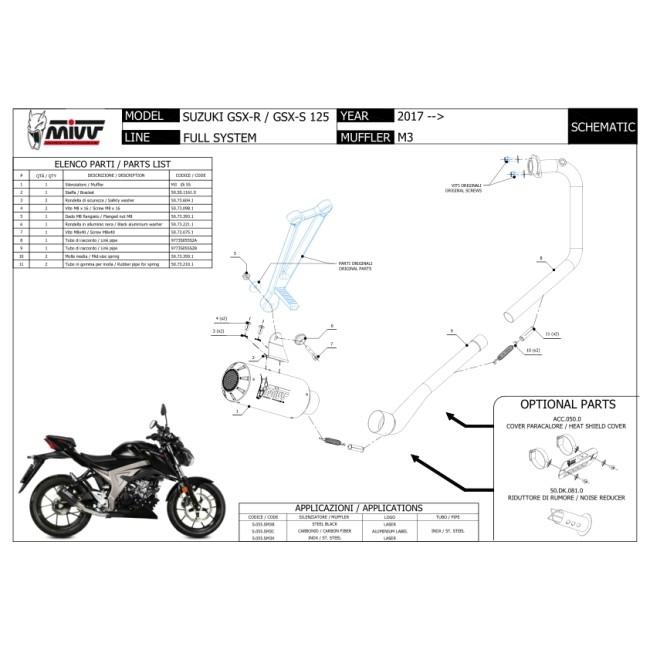 MIVV ミヴ MK3 フルエキゾーストマフラー GSX-R 125 GSX-S SUZUKI