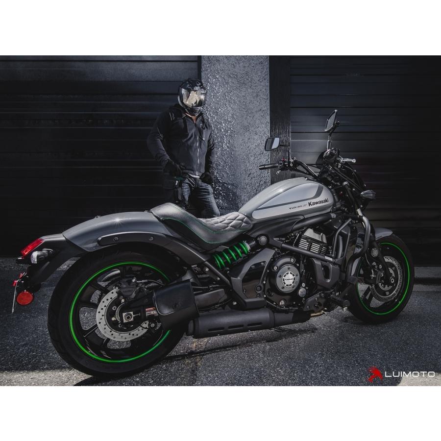 LUIMOTO ルイモト フロントシートカバー カラー／素材：PRODIGY ブラック／PERFORATED ブラック／ブラック ステッチ VULCAN S KAWASAKI カワサキ シートカバー_2