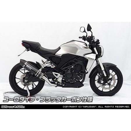 WirusWin ウイルズウィン スリップオンマフラー サイレンサーメインパイプ素材：ブラックカーボン / サイレンサー出口タイプ：ユーロタイプ CB250R CB300Rの画像