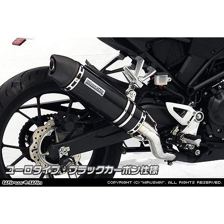 WirusWin ウイルズウィン スリップオンマフラー サイレンサーメインパイプ素材：ブラックカーボン / サイレンサー出口タイプ：ユーロタイプ CB250R CB300Rの画像