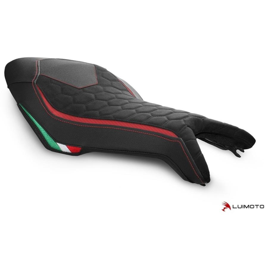 LUIMOTO ルイモト フロント シートカバー カラー：スウェード ブラック／CF レッド／PRODIGY ブラック／TEC-GRIP／レッドステッチ DRAGSTER 800 シート関連