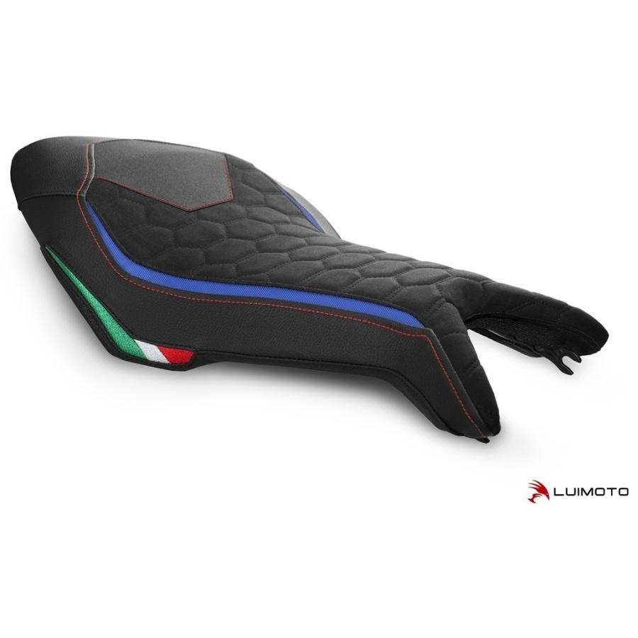 LUIMOTO ルイモト フロント シートカバー カラー：スウェード ブラック／エッジブルー／PRODIGY ブラック／TEC-GRIP／レッドステッチ DRAGSTER 800 シート関連