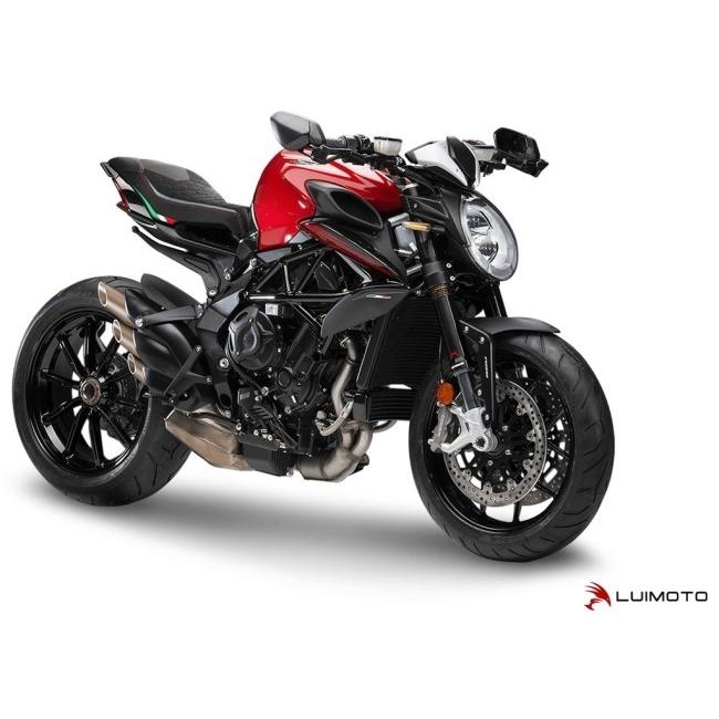 LUIMOTO ルイモト フロント シートカバー カラー：スウェード ブラック／エッジブルー／PRODIGY ブラック／TEC-GRIP／レッドステッチ DRAGSTER 800 シート関連_4