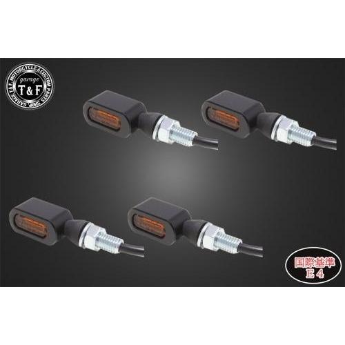Garage T\u0026F ガレージ 超小型スクエアウィンカー(LED)ブラック オレンジレンズ仕様キット ステー：A ウインカー 灯火類 電装系
