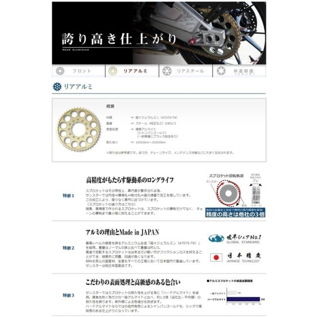 SUNSTAR（サンスター） リアスプロケット ジュラルミン 丁数：39 CROSS