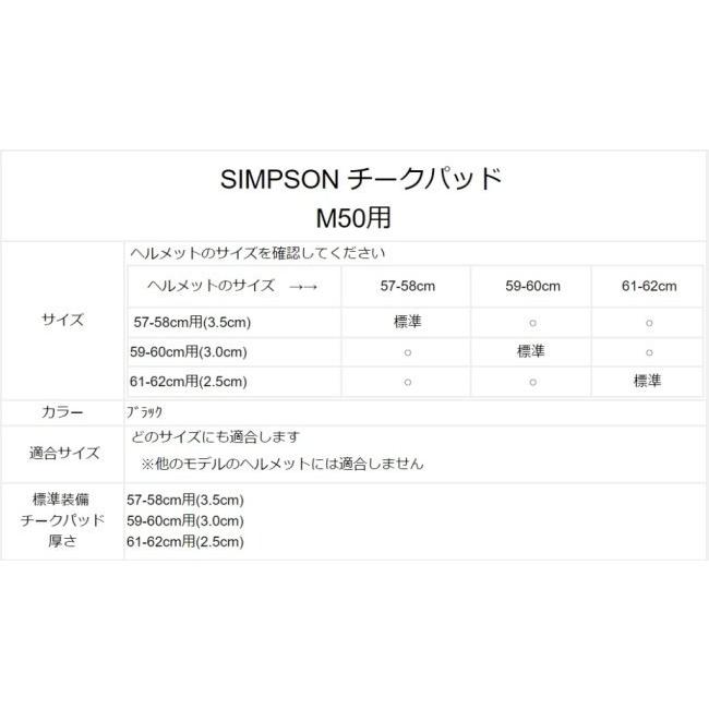 SIMPSON NORIX シンプソンノリックス チークパッド M50用 サイズ：57-58cm用（3.5cm） M50 ヘルメット内装チークパッド ヘルメット | SIMPSON（バイク） | 04