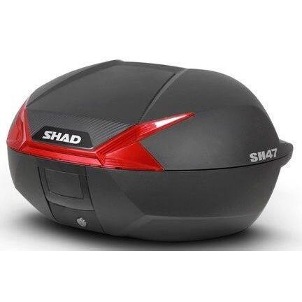 SHAD シャッド SH47 トップケース カラー：無塗装ブラック／カーボン調パネルレッド（メーカー品番：D0B47206） トップケース・テールボックス
