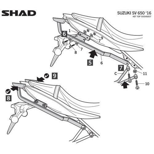 SHAD シャッド トップマスターフィッティングキット SV650 SV650X SUZUKI スズキ その他トップケース・テールボックスオプション・補修部品の画像