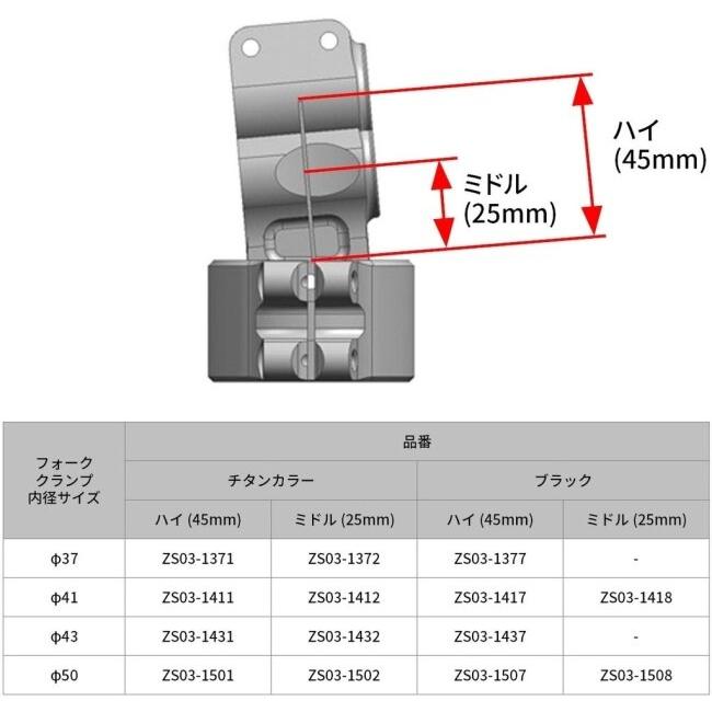 ZETA RACING ジータ レーシング パイロットハンドル フォーククランプ内径：Φ50／ハンドルブラケットサイズ：ハイ(45mm) セパレートハンドル ハンドル