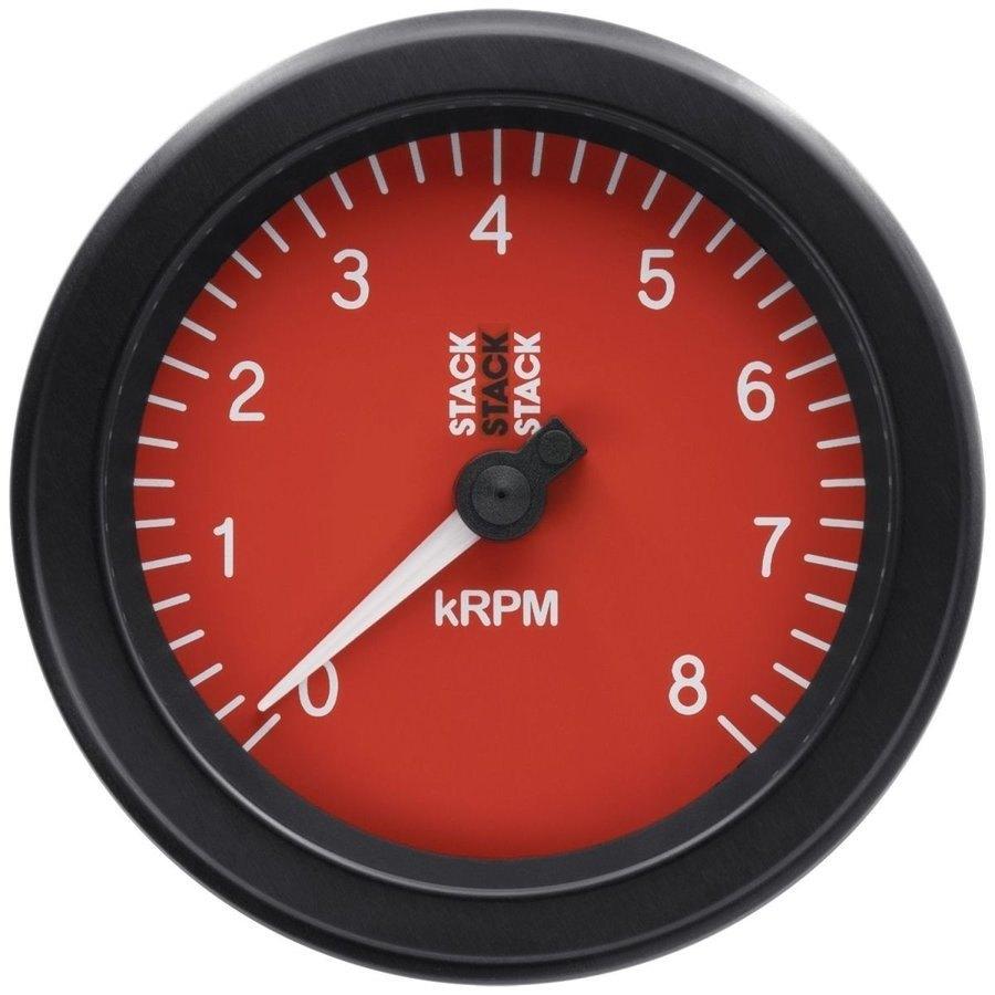STACK スタック ST100 スポーツ・タコメーター 文字盤カラー：レッド / 回転数表示：0-8000rpm タコメーター メーター・インジケーター関係 電装系