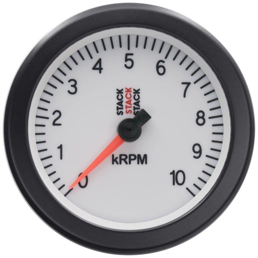 STACK スタック ST100 スポーツ・タコメーター 文字盤カラー：ホワイト / 回転数表示：0-10000rpm タコメーター メーター・インジケーター関係 電装系