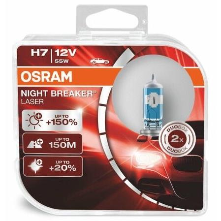 OSRAM オスラム H7 ナイトブレーカー レーザーバルブ 12V 55W P×26d-by pair ハロゲンヘッドライトバルブ 灯火類 電装系_1