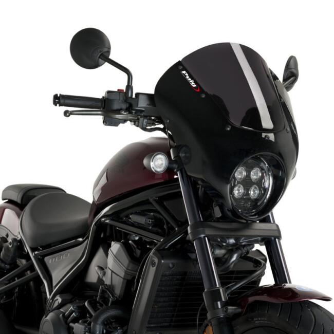 Puig プーチ セミフェアリング ダークナイト (SEMIFAIRING DARK NIGHT) カラー：マッドブラック／ダークスモーク レブル1100 HONDA ホンダ ビキニカウル 外装_5