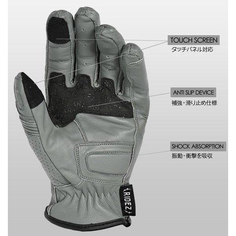 RIDEZ ライズ MOTO GLOVES DEFOE バイク用 レザーグローブ サイズ：L グローブ アパレルの画像