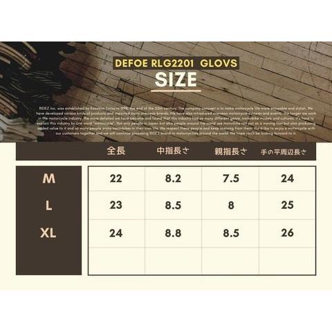RIDEZ ライズ MOTO GLOVES DEFOE バイク用 レザーグローブ サイズ：L グローブ アパレルの画像