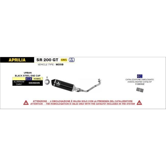 アロー ARROW URBAN フルエキゾーストマフラー SR 200 GT APRILIA