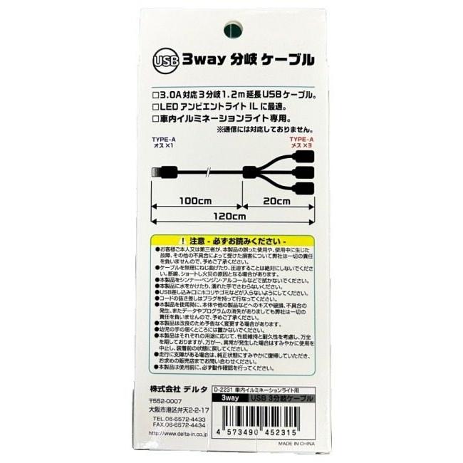 DELTA DIRECT デルタダイレクト 【オプション品】3 WAY USB分岐延長ケーブル その他USB電源オプション・補修部品 電装系 | デルタダイレクト | 02
